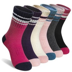 AMENLAN Kids Merino Wool Hiking Socks Boy Girls 8-12 Years, Purple Stripes