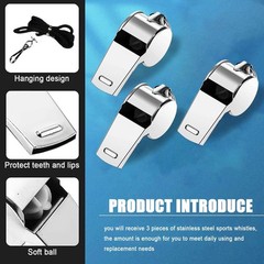 Stainless Steel Whistles 3-Pack with Lanyards – Loud, Durable, Portable Training
