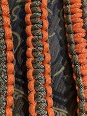 3 Orange and Brown Paracord Survival Loop Keychains 8”, 6”, & 7.5”