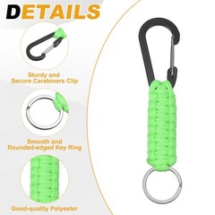 4Pcs Heavy Duty Braided Lanyard for Outdoor Activities, Glowing Green