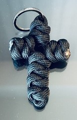 New Handcrafted Paracord Cross Black Key Ring Fishing Camping Survival Tool Gift