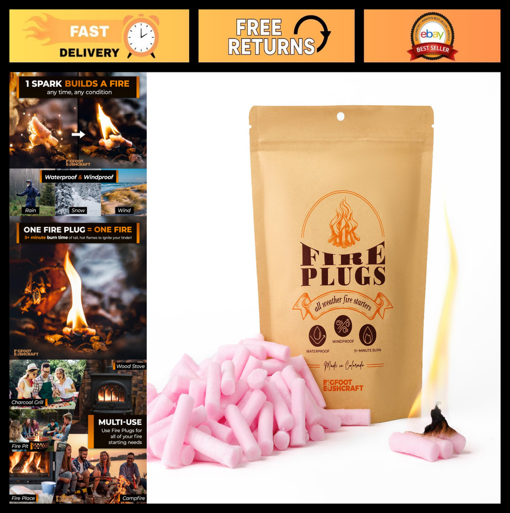 Non-Toxic Waterproof Fire Starters – 5+ Minute Burn for Emergencies, Camping, Gr