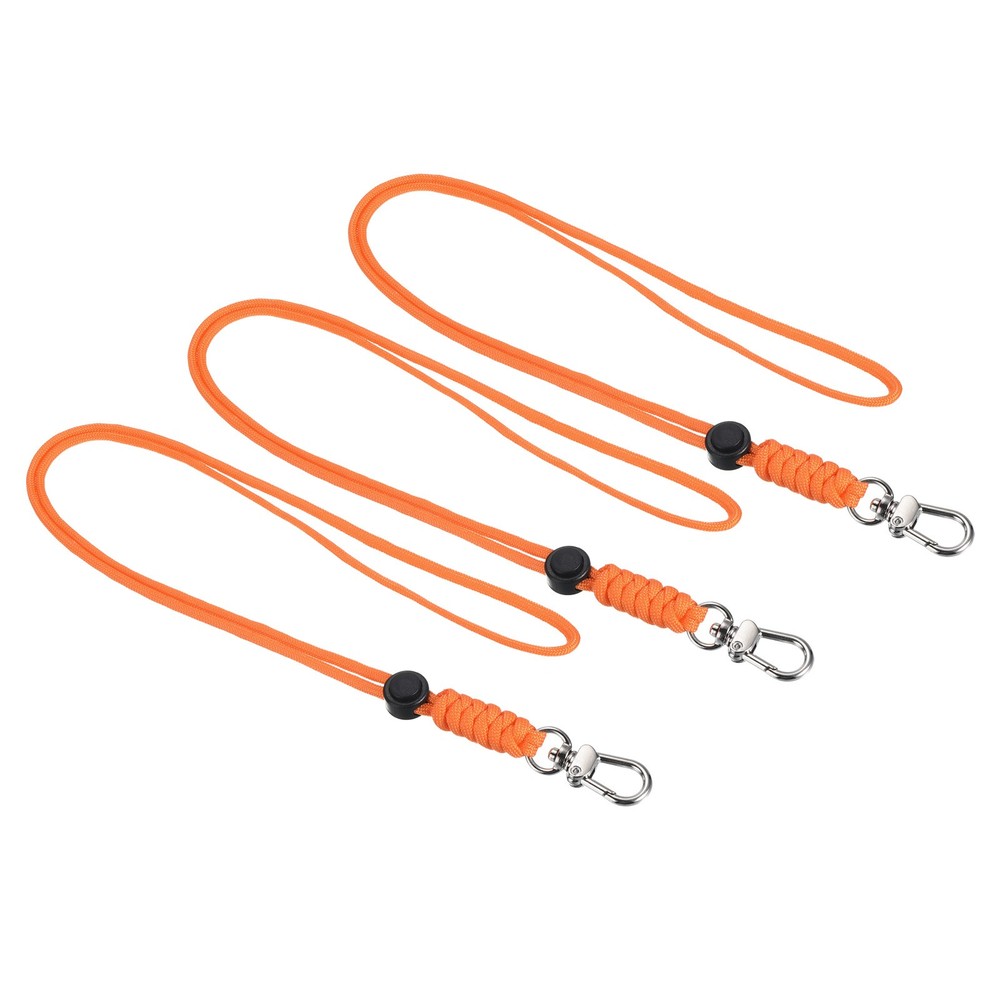3pcs 19″ Paracord Lanyard Clasp Necklace Badge Holder Strap Keychain Cord Orange