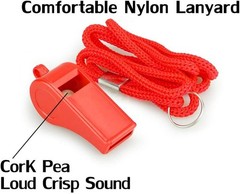 Red Emergency Whistles with Lanyard Loud Sound Ideal for Lifeguard Self Defense
