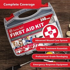 Swiss Safe 2-in-1 First Aid Kit for Car, Travel & 1 Pack, Large Hardcase