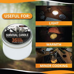 SE 3-Wick Emergency Candle, 36 Hours Long Burning, Top Layer Soy Wax, Great Ligh