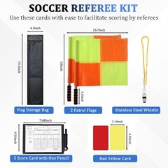 Soccer Referee Kit Flags, Cards, Whistles, Notebook & Storage Bag