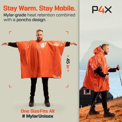 PREPARED4X Emergency Mylar – Rain with – Compact, Reusable Emergency Blanket for