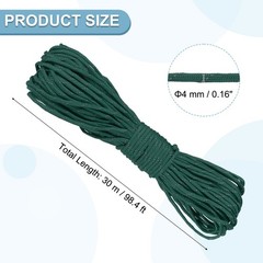 Reflective Fluorescent Paracord Rope 4mm 98 ft for Camping (Dark Green)