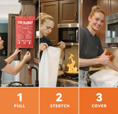 Fire Blanket 4 Pack, 40″x40″, CE Fiberglass, Home, Kitchen, RV, Grill, Safe