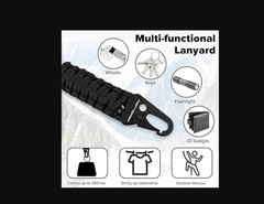2Pcs Heavy Duty Paracord Lanyard Necklace Whistles Strap Braided 550 Keychain La