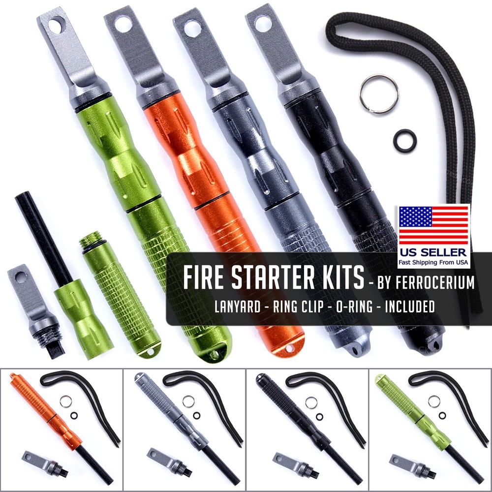 Fire Starter Kits w/Lanyard – Ferrocerium – for Camping, Power Outages, Survival