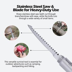 Titanium Survival Whistle Portable Camping Saw Knife Awl 4-in-1 EDC Outdoor G…