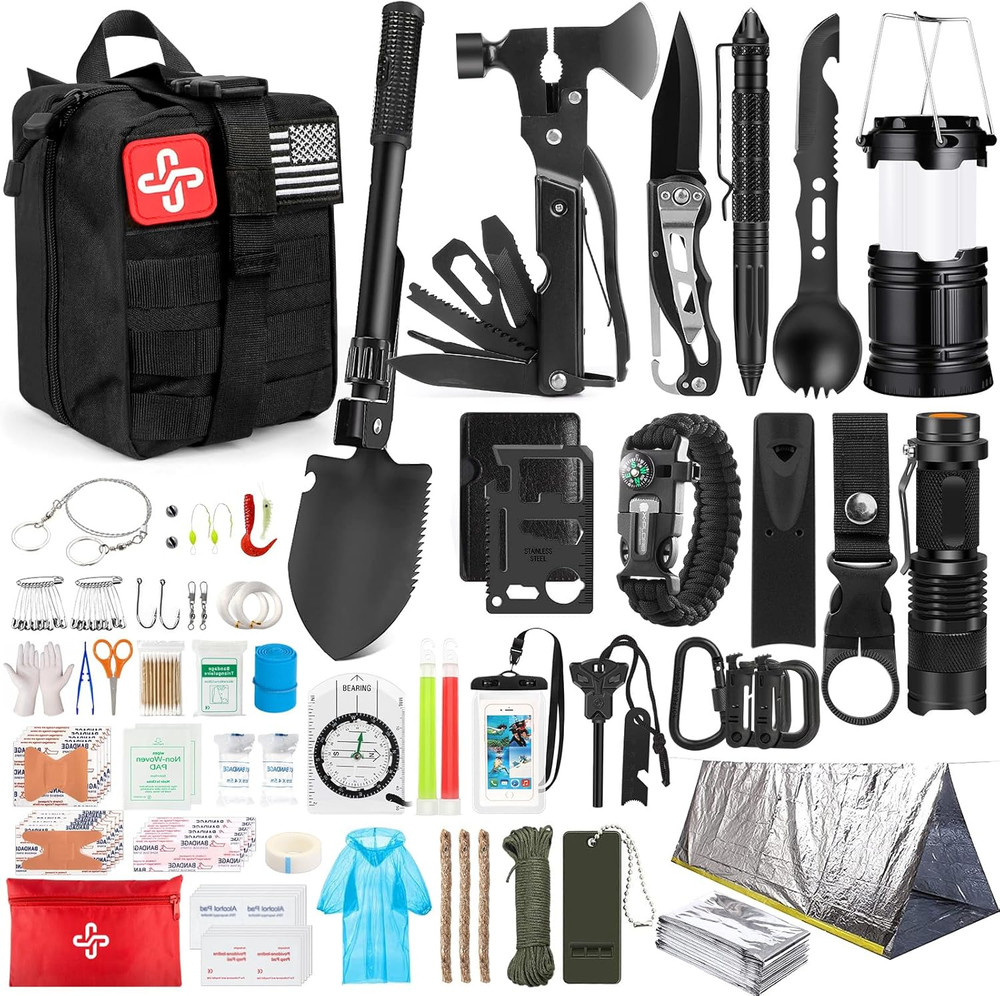 Survival Kit, 250Pcs Survival Gear First Aid Kit with Molle System Compatible Ba