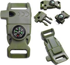 Coobigo 5/8″ Compass Whistle Buckle Plastic Paracord Bracelet Outdoor Camping Em