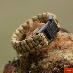 Paracord Bracelet/Survival Bracelet Side Release Buckle Khaki L 7″(ID 193)