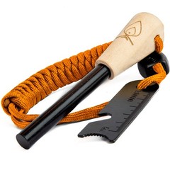 Texas Bushcraft Fire Starter 3/8″ Thick Ferro Rod with Striker and Paracord …