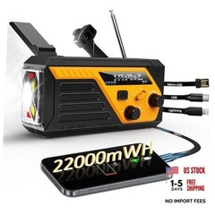 Emergency Radio with 4 Charging Cables, 22000mWh AM FM NOAA Weather Radio,