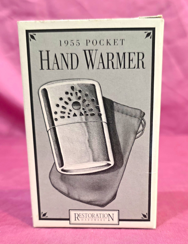 Restoration Hardware 1955 Metal Catalytic Hand Warmer, Silver, Portable Reusable