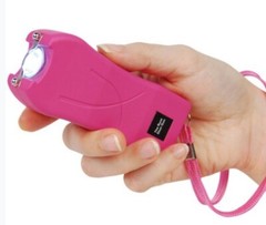 Mini Hand Pocket WOMEN Stun Gun PINK Rechargeable 80 Million Volt LED w/ HOLSTER