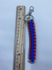 ONE (1) Paracord KEYCHAIN KEY FOB RED BLUE