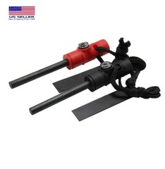 4 in 1 Outdoor Survival Flint Fire Starter Magnesium Fire Starter Rod, USA Ship