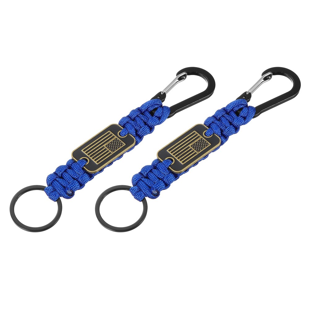 Paracord Keychains with USA Flag for Men Outdoor Activity(2Pcs, Navy Blue)