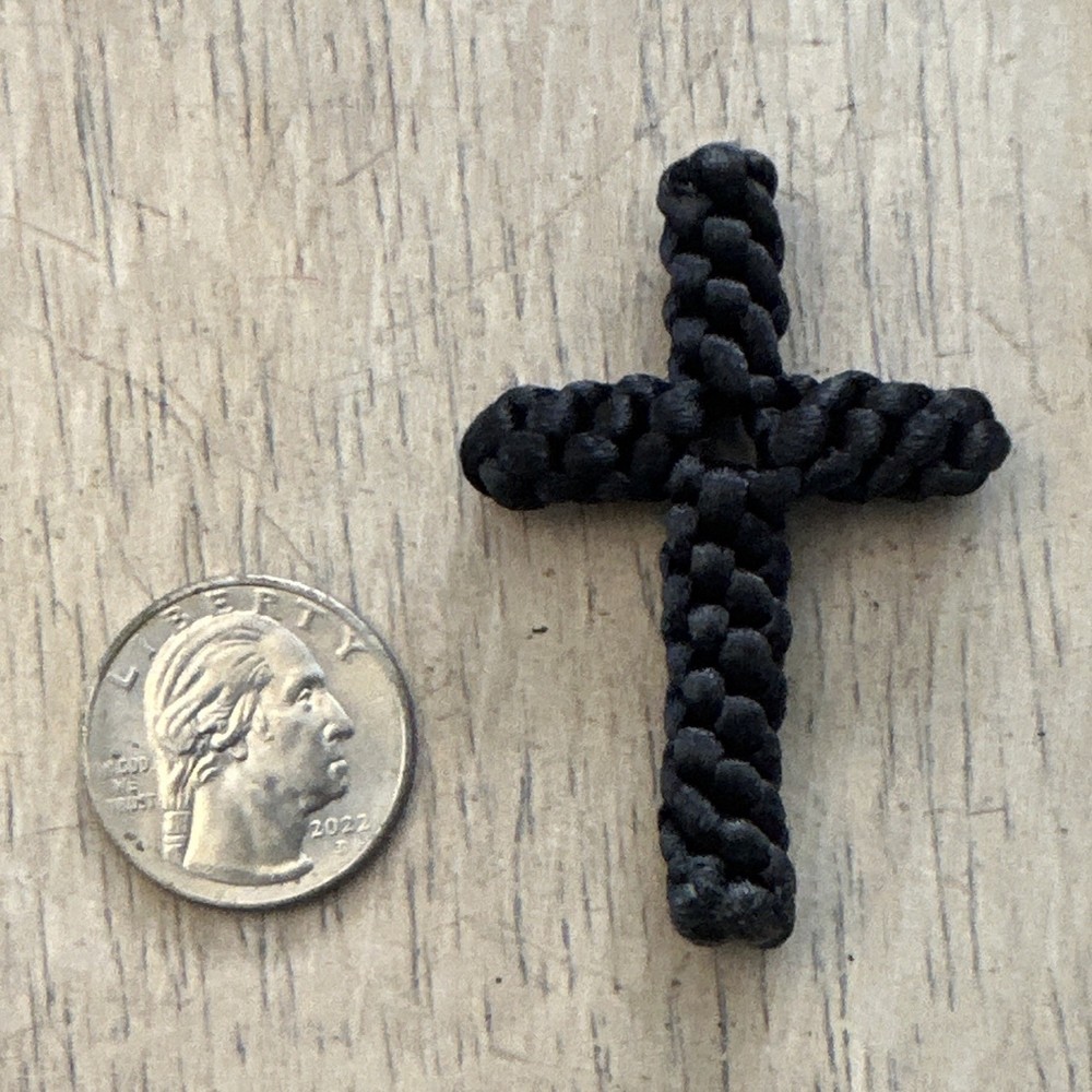 Homemade pocket cross; Black Charm Pendant Lightweight 2×1.5 inches Nylon Satin