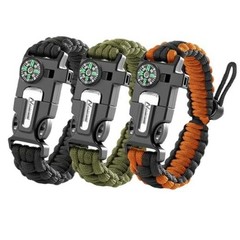 Paracord Survival Bracelet (3 Pack) – Black+Orange Black+Army Green (3pc)