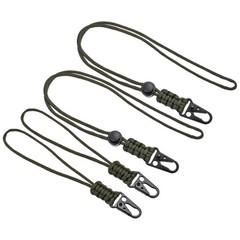Badge Lanyard with Sling Clip, 4 Pcs Adjustable Necklace Wrist Cord Strap, Olive
