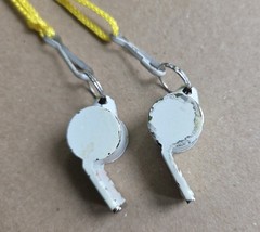 Two Vintage Metal Safety Coaching Whistles Made in Taiwan