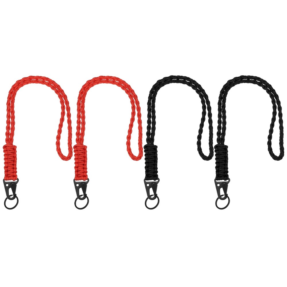 Paracord Lanyard, 4Pcs & Black/Red Fit for (Keys Whistle)