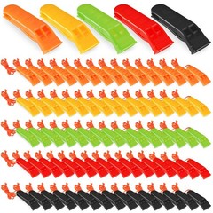 Sotiff 100 Pieces Emergency Whistles with Lanyard,Multicolor