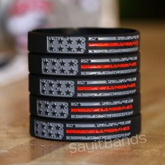 Worn Distressed USA Flag Thin RED Line Wristband Lot- Fire Services Bracelet