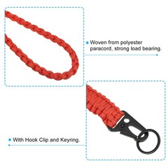 2Pcs 22″ Paracord Neck Lanyard Keychain Braided Strong Lanyard with Black Red