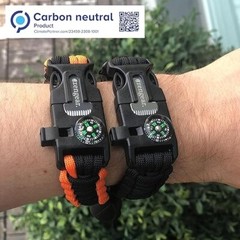 «aZengear Paracord Survival Bracelet (2 Pack) | Flint Steel Fire Starter, Whis..