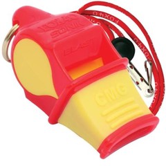 RED/YELLOW Fox 40 SONIK BLAST CMG Whistle Official Coach Safety – FREE LANYARD