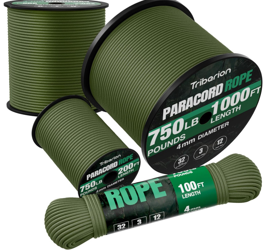 Paracord Rope 750 Lb 100Ft 5/32″ Parachute Cord 4MM 12-Strand Para Cord – Heavy