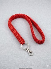 Red Hand-Woven Paracord Keychain Lanyard w/ Lobster Clasp & Key Ring