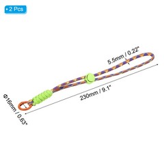 2Pcs Paracord Lanyard Keychain with Spring Ring, Wavy Design, Yellow, Purple