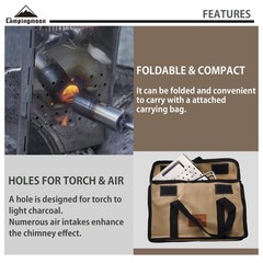 CAMPINGMOON Foldable Collapsible Charcoal Chimney Starter Barbecue BBQ Campin…