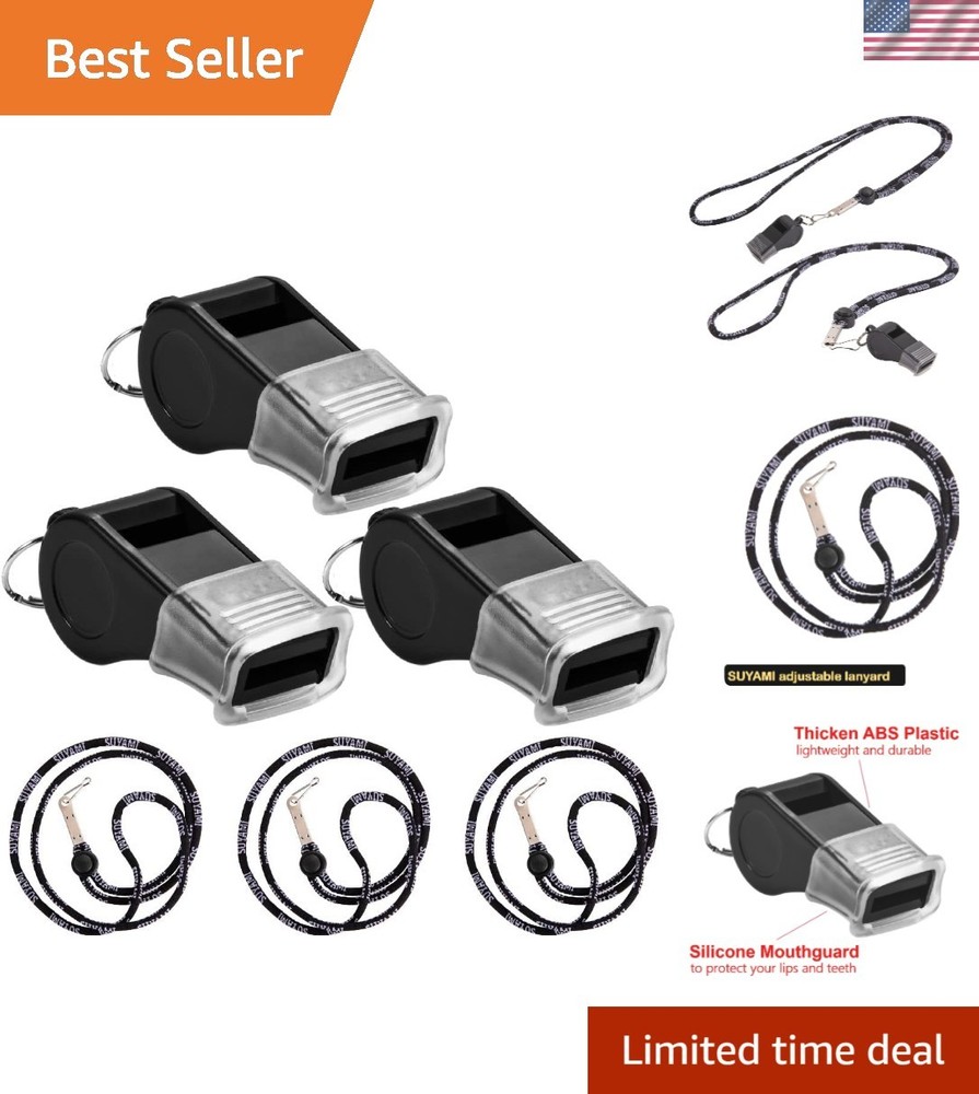 Visibly Loud Sports Whistles – Lightweight 3-Piece Set with Mouth Guards