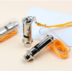 Police Whistle Metal 2 Pack Lanyard Emergency Loud 120dB Camping Hiking Camp