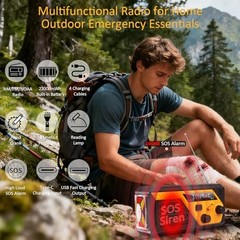 Emergency Radio with 4 Charging Cables, 22000mWh AM FM NOAA Weather Radio,