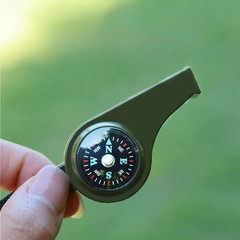 3 in 1 Camping Hiking Emergency Survival Whistle with Compass,Thermometer,Outdoo