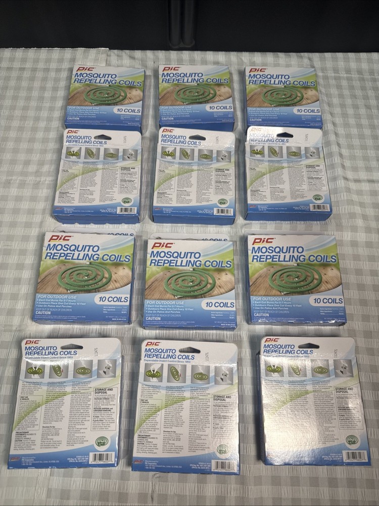 Lot Of 12 Packs Of Pic Mosquito Repelling Coils 10 Coils Each Pk Total 120 Coils