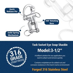316 Stainless Steel Swivel Snap Shackle Clevis Quick Heavy Duty Release Sprin…