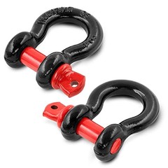 3/4″ D Ring Shackle with 7/8″ Screw Pin, 4.75T Working 3/4 Inch 2 Black&Red