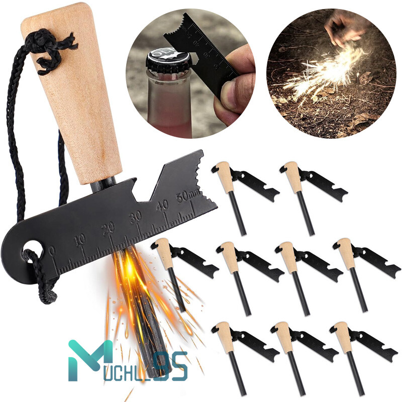 Waterproof Ferrocerium Rod Fire Starter w/ Handle + Steel Scraper Flint Striker