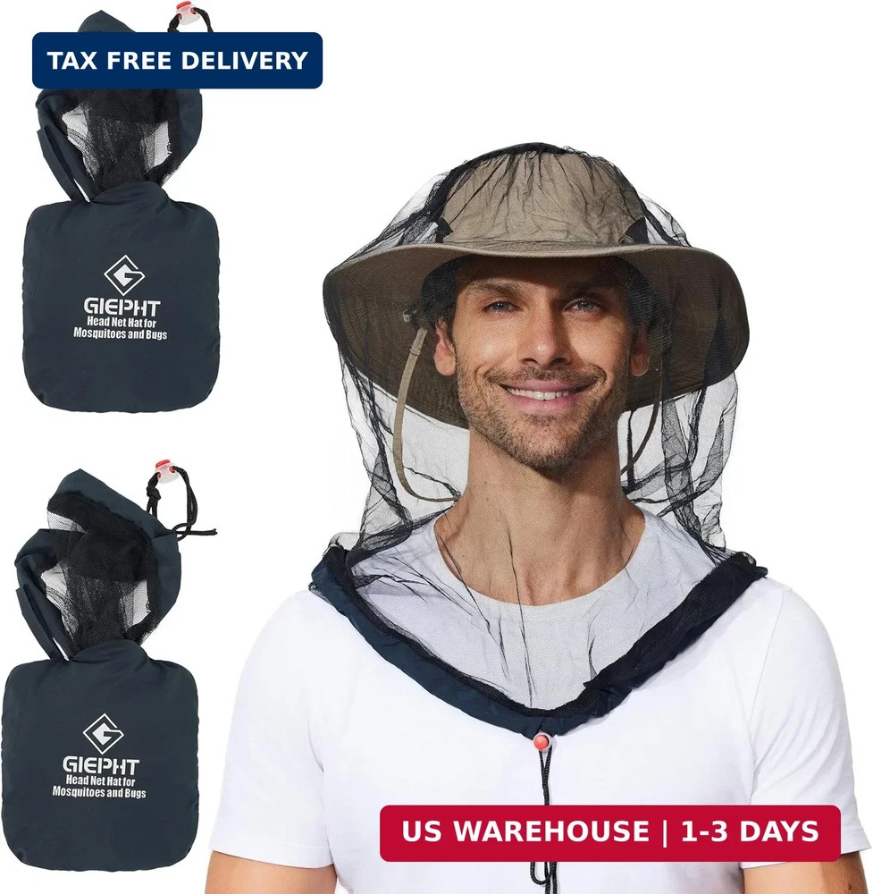 2 Pack Mosquito Head Net Bug Face Mesh for Hiking Gnat Fly Protection